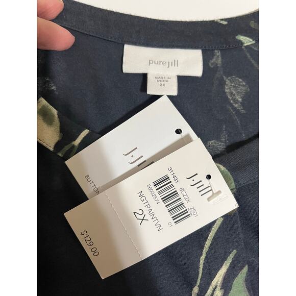 J.Jill PureJill Gray Floral Long Sleeve Maxi Dress NWT Women’s Size 2X - Picture 2 of 8